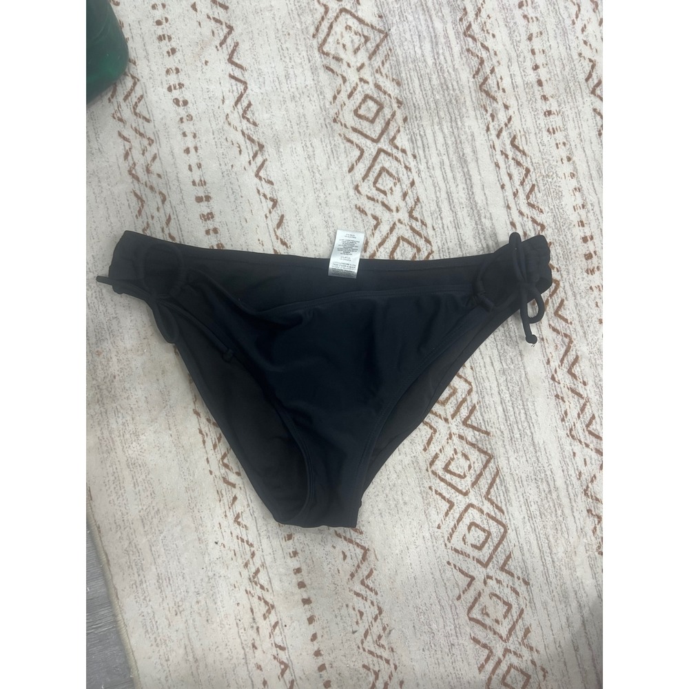 Malibu Dream Girl Womens Black Side Tie Bikini‎ Bottoms Size Large Ring Detail